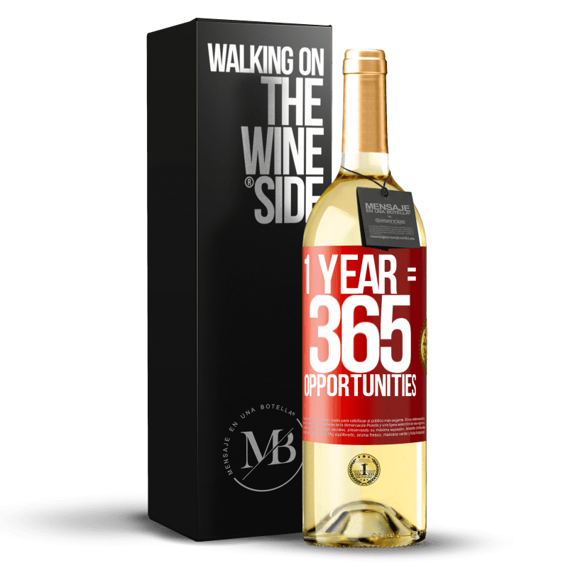 29,95 € Spedizione Gratuita | Vino bianco Edizione WHITE 1 year 365 opportunities Etichetta Rossa. Etichetta personalizzabile Vino giovane Raccogliere 2025 Verdejo