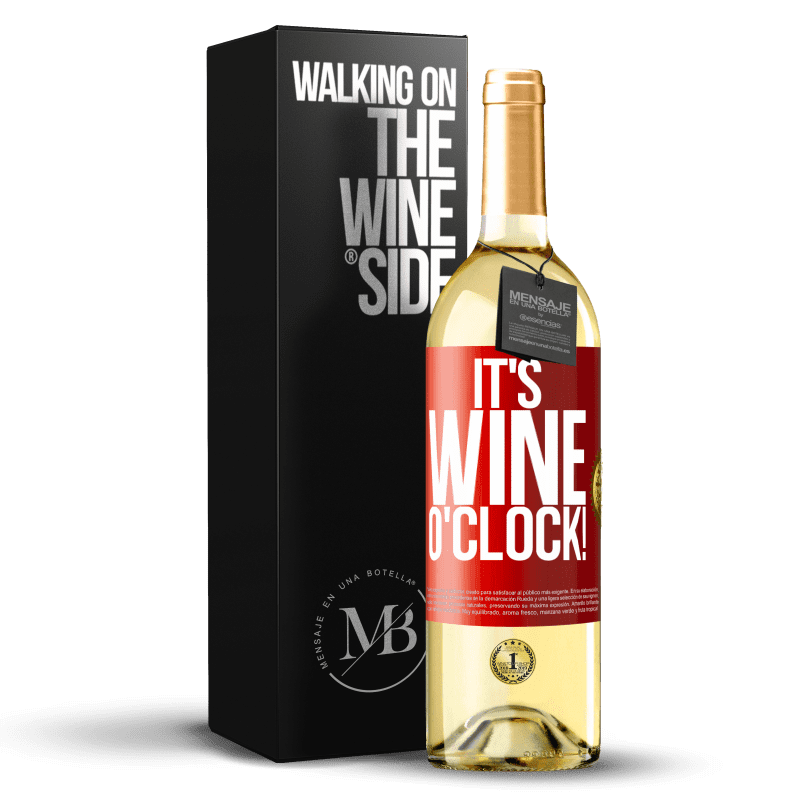 29,95 € 免费送货 | 白葡萄酒 WHITE版 It's wine o'clock! 红色标签. 可自定义的标签 青年酒 收成 2023 Verdejo