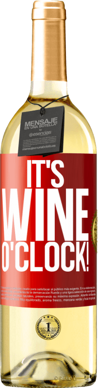 29,95 € Envoi gratuit | Vin blanc Édition WHITE It's wine o'clock! Étiquette Rouge. Étiquette personnalisable Vin jeune Récolte 2023 Verdejo
