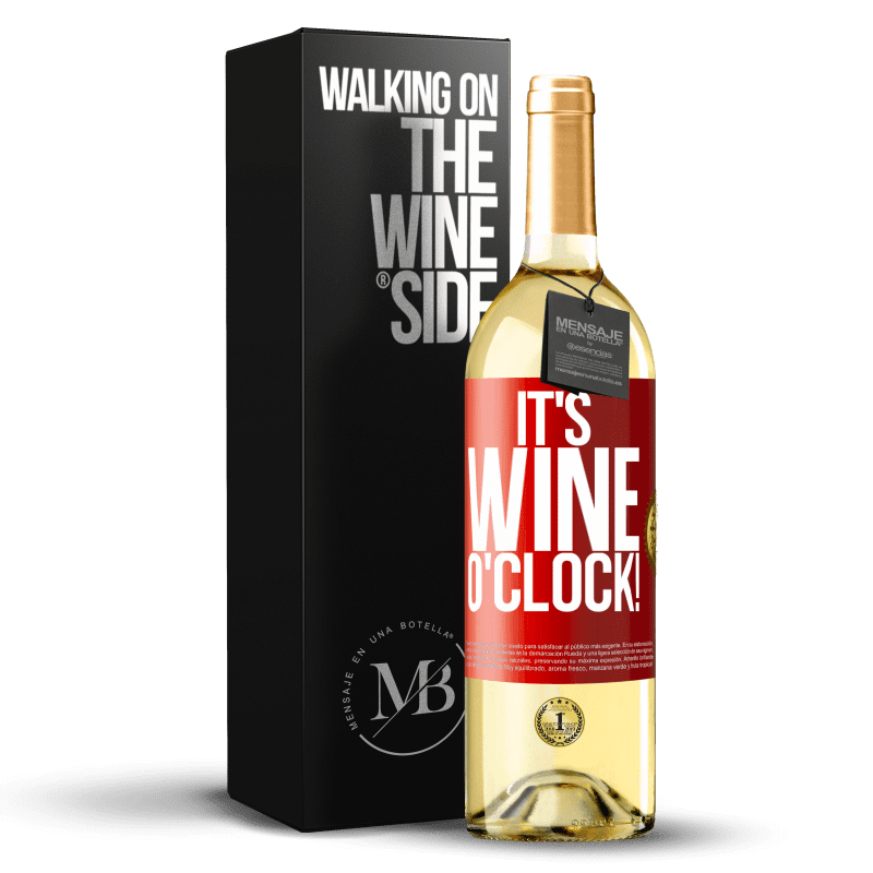 29,95 € Spedizione Gratuita | Vino bianco Edizione WHITE It's wine o'clock! Etichetta Rossa. Etichetta personalizzabile Vino giovane Raccogliere 2025 Verdejo