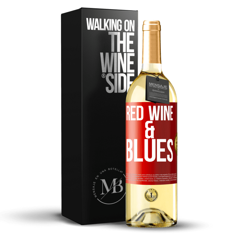 29,95 € Envio grátis | Vinho branco Edição WHITE Red wine & Blues Etiqueta Vermelha. Etiqueta personalizável Vinho jovem Colheita 2025 Verdejo