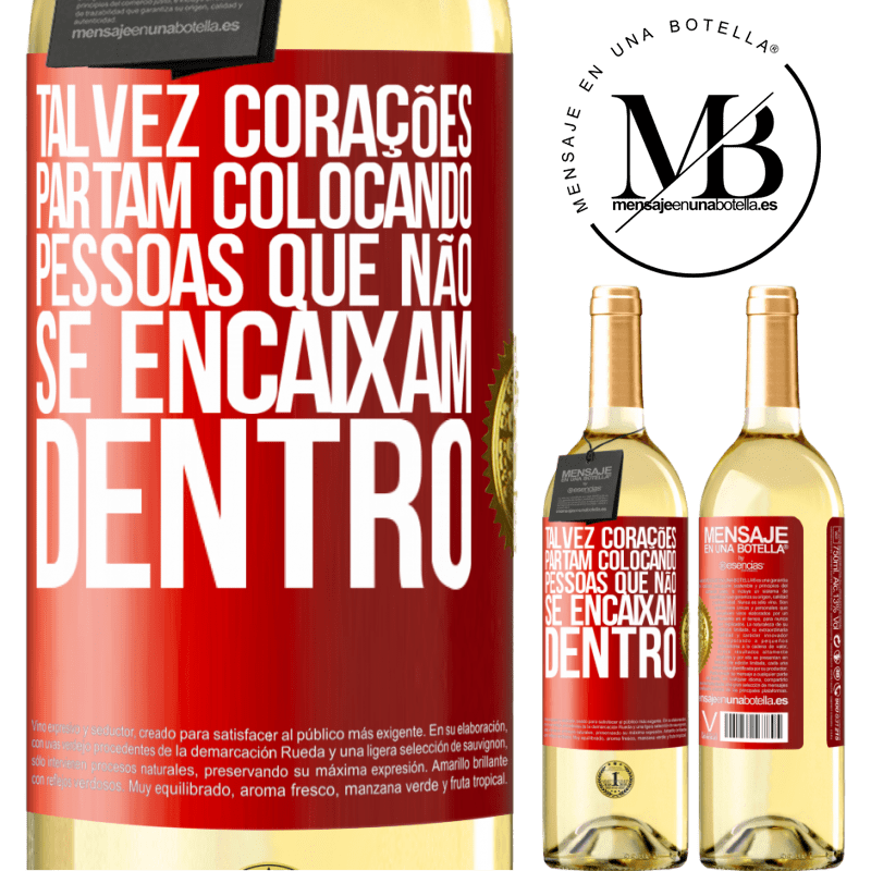 29,95 € Envio grátis | Vinho branco Edição WHITE Talvez corações partam colocando pessoas que não se encaixam dentro Etiqueta Vermelha. Etiqueta personalizável Vinho jovem Colheita 2024 Verdejo