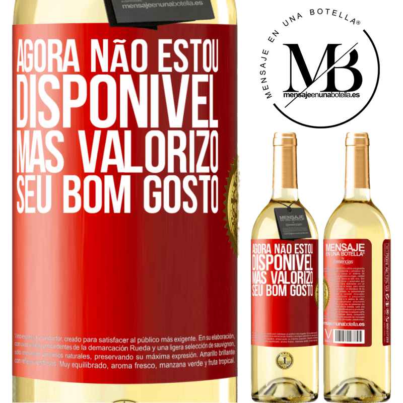 29,95 € Envio grátis | Vinho branco Edição WHITE Agora não estou disponível, mas valorizo seu bom gosto Etiqueta Vermelha. Etiqueta personalizável Vinho jovem Colheita 2024 Verdejo