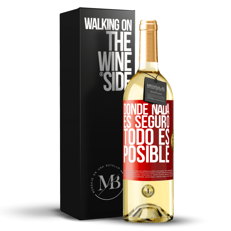 29,95 € Envío gratis | Vino Blanco Edición WHITE Donde nada es seguro, todo es posible Etiqueta Roja. Etiqueta personalizable Vino joven Cosecha 2025 Verdejo