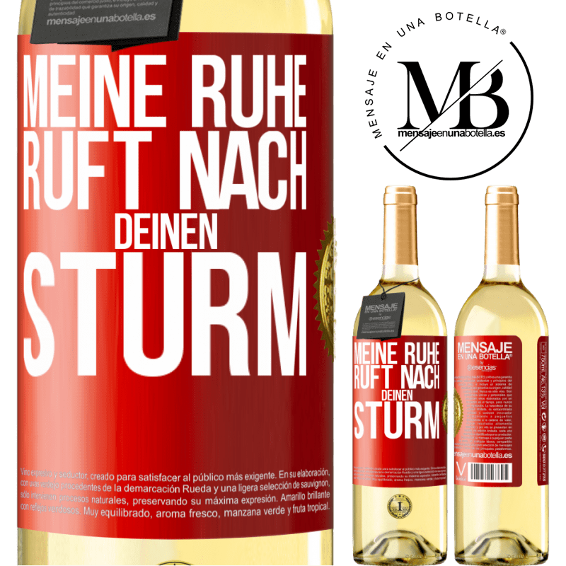 29,95 € Kostenloser Versand | Weißwein WHITE Ausgabe Meine Ruhe ruft nach deinen Sturm Rote Markierung. Anpassbares Etikett Junger Wein Ernte 2023 Verdejo