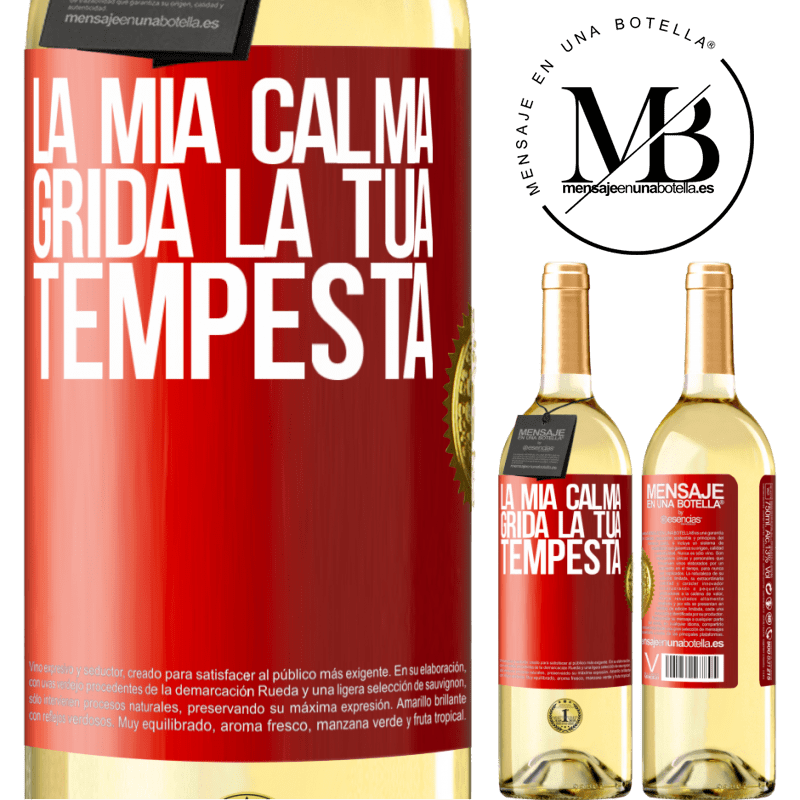 29,95 € Spedizione Gratuita | Vino bianco Edizione WHITE La mia calma grida la tua tempesta Etichetta Rossa. Etichetta personalizzabile Vino giovane Raccogliere 2025 Verdejo