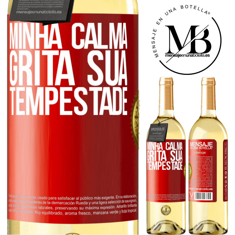 29,95 € Envio grátis | Vinho branco Edição WHITE Minha calma grita sua tempestade Etiqueta Vermelha. Etiqueta personalizável Vinho jovem Colheita 2023 Verdejo