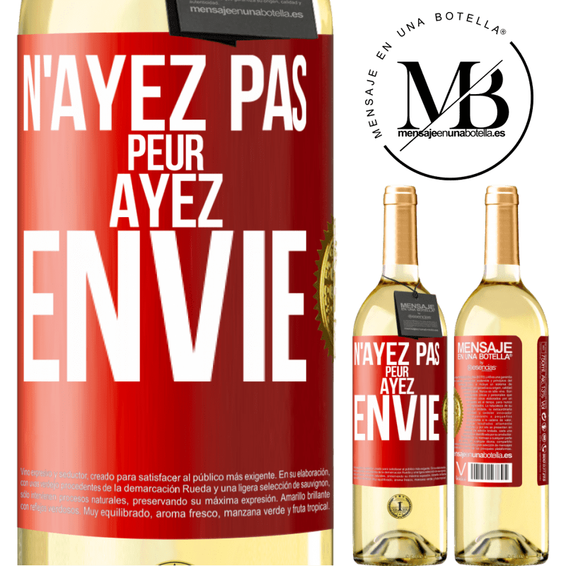 29,95 € Envoi gratuit | Vin blanc Édition WHITE N'ayez pas peur. Ayez envie Étiquette Rouge. Étiquette personnalisable Vin jeune Récolte 2024 Verdejo