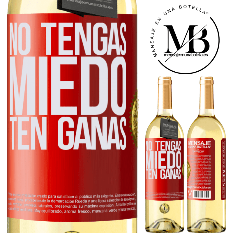 29,95 € Envío gratis | Vino Blanco Edición WHITE No tengas miedo. Ten ganas Etiqueta Roja. Etiqueta personalizable Vino joven Cosecha 2024 Verdejo