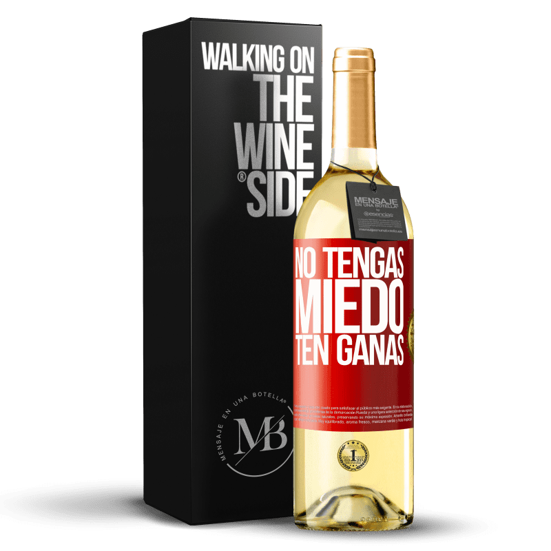 29,95 € Envío gratis | Vino Blanco Edición WHITE No tengas miedo. Ten ganas Etiqueta Roja. Etiqueta personalizable Vino joven Cosecha 2024 Verdejo