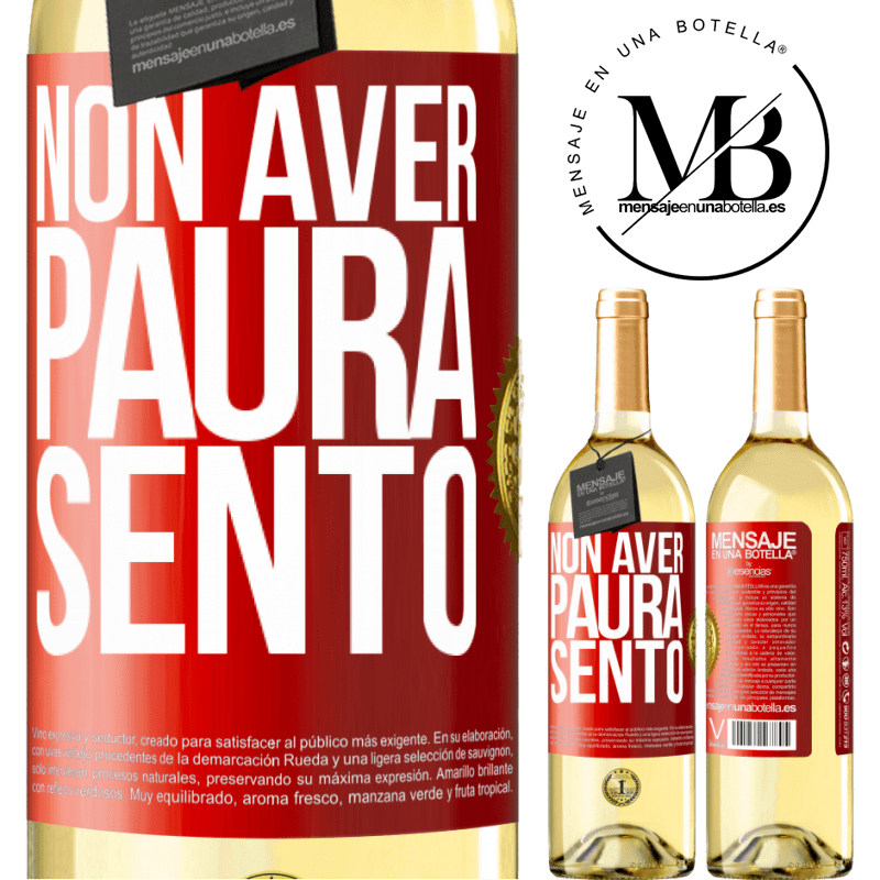 29,95 € Spedizione Gratuita | Vino bianco Edizione WHITE Non aver paura Sento Etichetta Rossa. Etichetta personalizzabile Vino giovane Raccogliere 2024 Verdejo