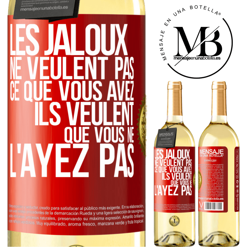 29,95 € Envoi gratuit | Vin blanc Édition WHITE Les jaloux ne veulent pas ce que vous avez. Ils veulent que vous ne l'ayez pas Étiquette Rouge. Étiquette personnalisable Vin jeune Récolte 2023 Verdejo