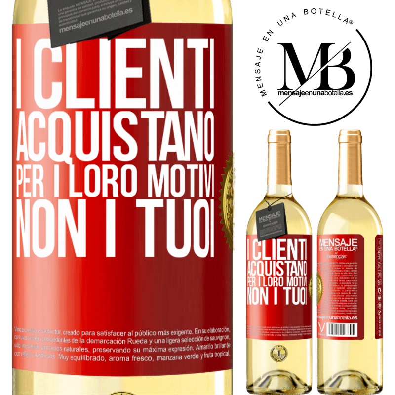 29,95 € Spedizione Gratuita | Vino bianco Edizione WHITE I clienti acquistano per i loro motivi, non i tuoi Etichetta Rossa. Etichetta personalizzabile Vino giovane Raccogliere 2023 Verdejo