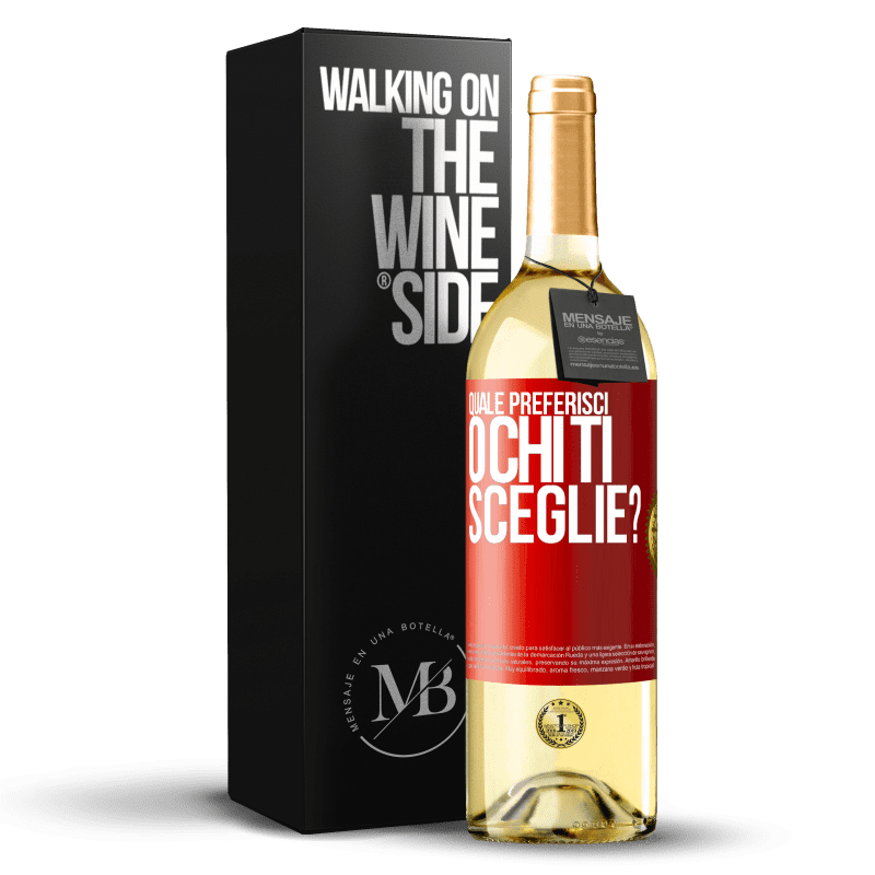 29,95 € Spedizione Gratuita | Vino bianco Edizione WHITE quale preferisci o chi ti sceglie? Etichetta Rossa. Etichetta personalizzabile Vino giovane Raccogliere 2024 Verdejo