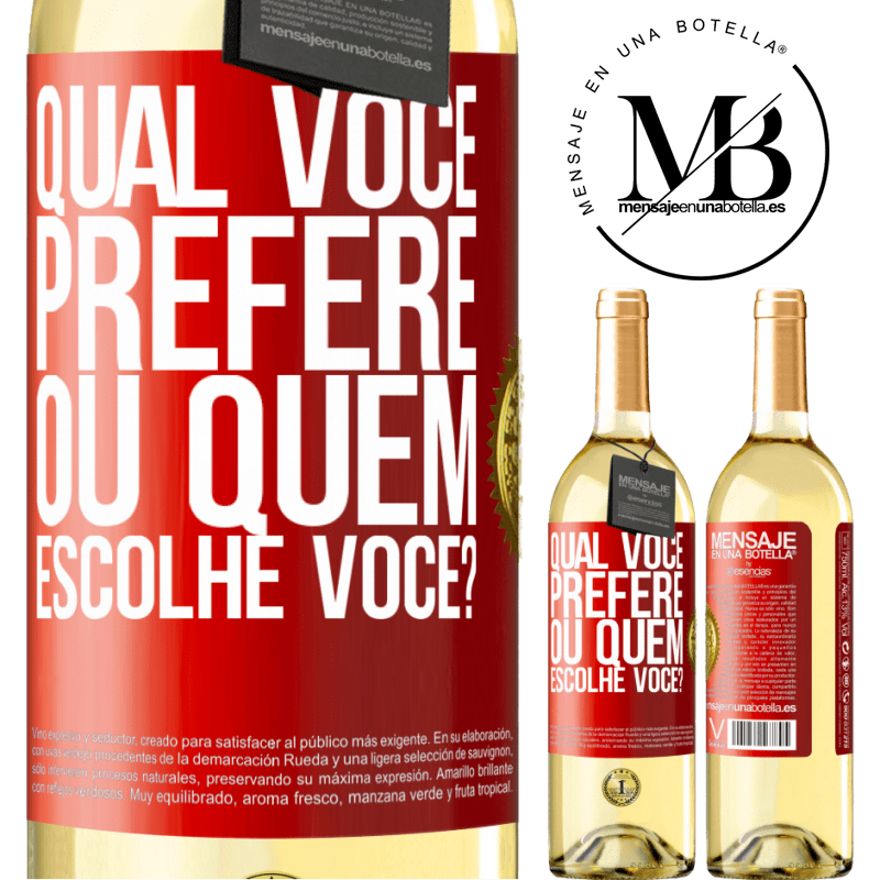 29,95 € Envio grátis | Vinho branco Edição WHITE qual você prefere, ou quem escolhe você? Etiqueta Vermelha. Etiqueta personalizável Vinho jovem Colheita 2025 Verdejo