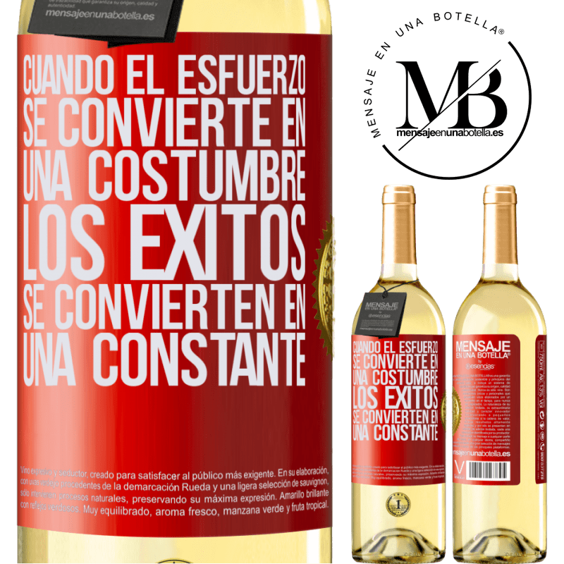29,95 € Envoi gratuit | Vin blanc Édition WHITE Lorsque l'effort devient une habitude, les succès deviennent une constante Étiquette Rouge. Étiquette personnalisable Vin jeune Récolte 2022 Verdejo