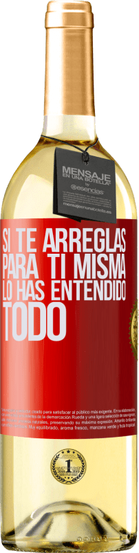 29,95 € | Vino Blanco Edición WHITE Si te arreglas para ti misma, lo has entendido todo Etiqueta Roja. Etiqueta personalizable Vino joven Cosecha 2024 Verdejo