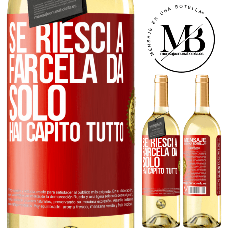 29,95 € Spedizione Gratuita | Vino bianco Edizione WHITE Se riesci a farcela da solo, hai capito tutto Etichetta Rossa. Etichetta personalizzabile Vino giovane Raccogliere 2023 Verdejo