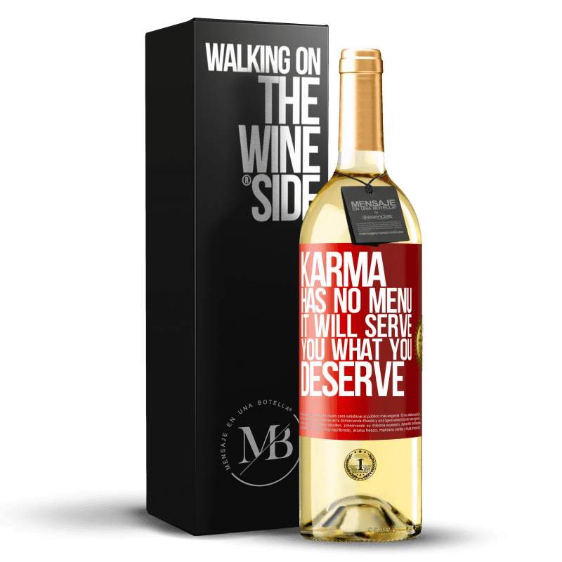 29,95 € Free Shipping | White Wine WHITE Edition Karma has no menu. It will serve you what you deserve Red Label. Customizable label Young wine Harvest 2024 Verdejo