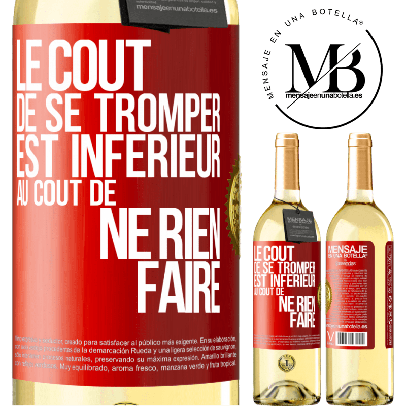 29,95 € Envoi gratuit | Vin blanc Édition WHITE Le coût de se tromper est inférieur au coût de ne rien faire Étiquette Rouge. Étiquette personnalisable Vin jeune Récolte 2023 Verdejo