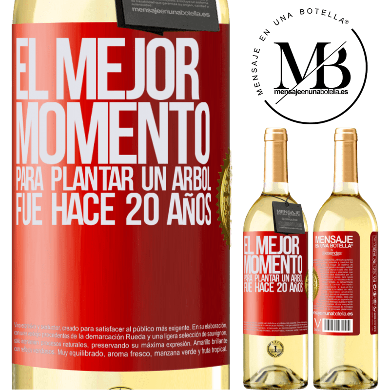29,95 € Envoi gratuit | Vin blanc Édition WHITE Le meilleur moment pour planter un arbre était il y a 20 ans Étiquette Rouge. Étiquette personnalisable Vin jeune Récolte 2022 Verdejo