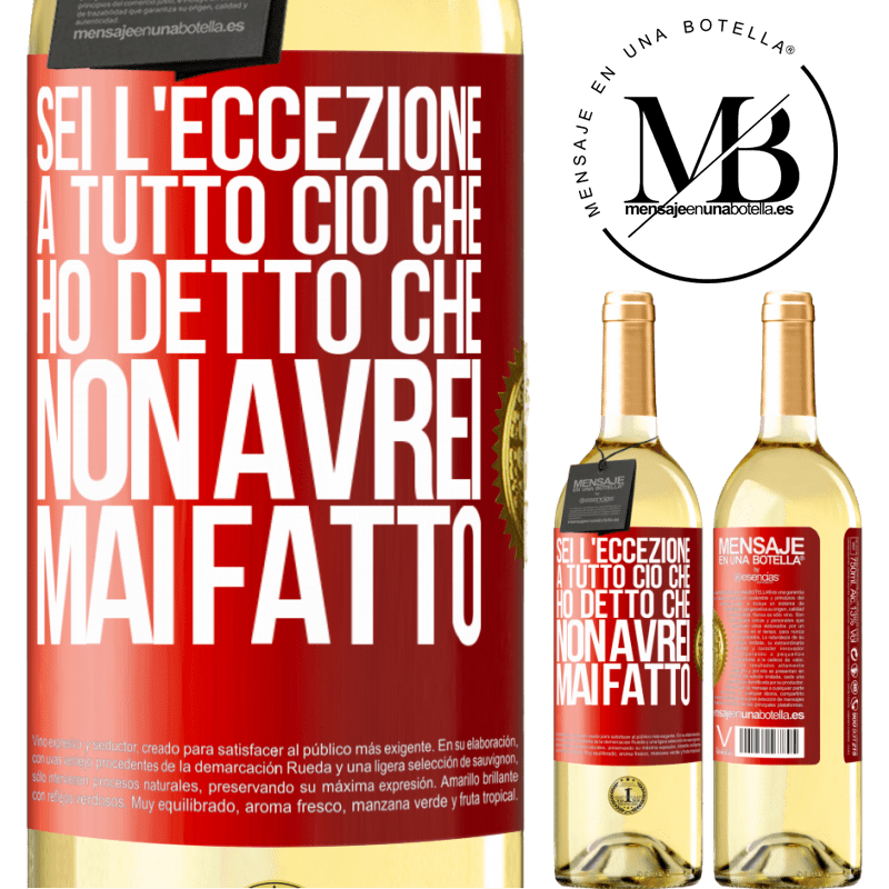 29,95 € Spedizione Gratuita | Vino bianco Edizione WHITE Sei l'eccezione a tutto ciò che ho detto che non avrei mai fatto Etichetta Rossa. Etichetta personalizzabile Vino giovane Raccogliere 2024 Verdejo