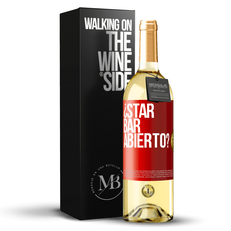 29,95 € Envío gratis | Vino Blanco Edición WHITE ¿STAR BAR abierto? Etiqueta Roja. Etiqueta personalizable Vino joven Cosecha 2025 Verdejo