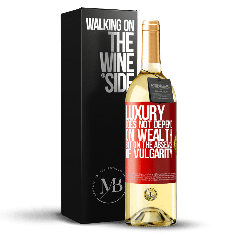 29,95 € Free Shipping | White Wine WHITE Edition Luxury does not depend on wealth, but on the absence of vulgarity Red Label. Customizable label Young wine Harvest 2024 Verdejo