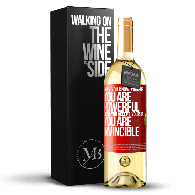 29,95 € Free Shipping | White Wine WHITE Edition When you know yourself, you are powerful. When you accept yourself, you are invincible Red Label. Customizable label Young wine Harvest 2024 Verdejo