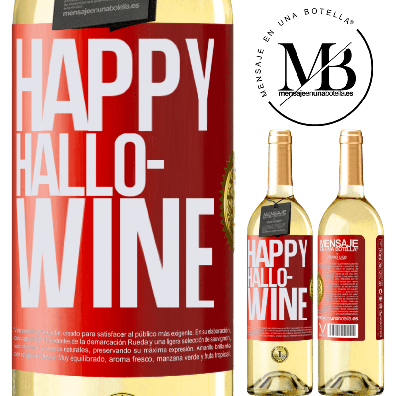 29,95 € Envío gratis | Vino Blanco Edición WHITE Happy Hallo-Wine Etiqueta Roja. Etiqueta personalizable Vino joven Cosecha 2024 Verdejo
