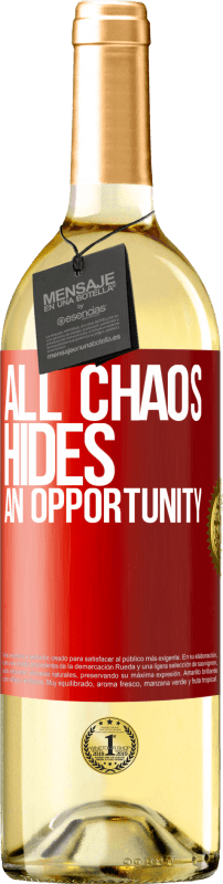 29,95 € | 白ワイン WHITEエディション すべてのカオスはチャンスを隠します 赤いタグ. カスタマイズ可能なラベル 若いワイン 収穫 2023 Verdejo