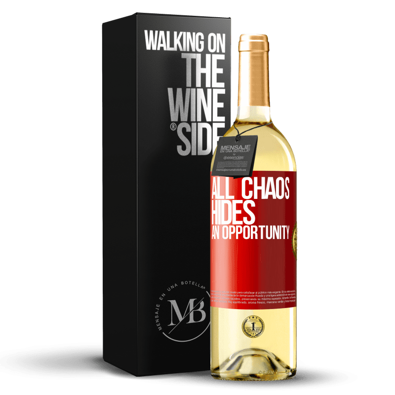 29,95 € Free Shipping | White Wine WHITE Edition All chaos hides an opportunity Red Label. Customizable label Young wine Harvest 2023 Verdejo