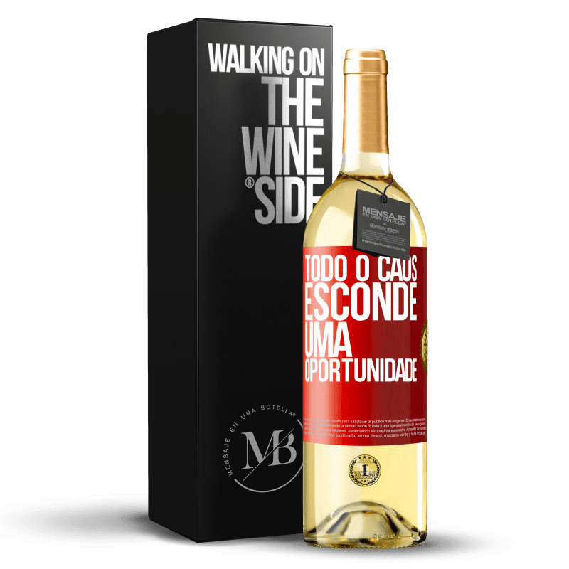29,95 € Envio grátis | Vinho branco Edição WHITE Todo o caos esconde uma oportunidade Etiqueta Vermelha. Etiqueta personalizável Vinho jovem Colheita 2024 Verdejo