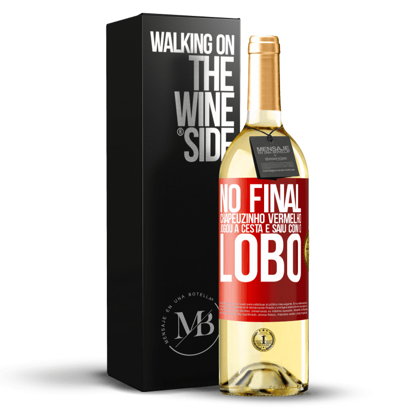 29,95 € Envio grátis | Vinho branco Edição WHITE No final, Chapeuzinho Vermelho jogou a cesta e saiu com o lobo Etiqueta Vermelha. Etiqueta personalizável Vinho jovem Colheita 2024 Verdejo