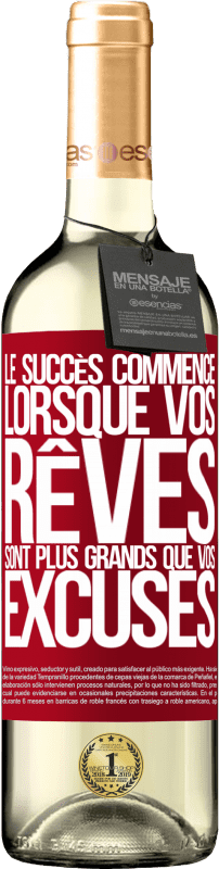 29,95 € Envoi gratuit | Vin blanc Édition WHITE Le succès commence lorsque vos rêves sont plus grands que vos excuses Étiquette Rouge. Étiquette personnalisable Vin jeune Récolte 2025 Verdejo