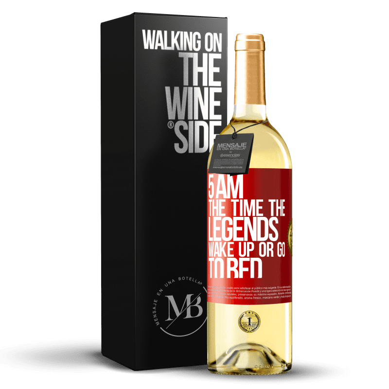 29,95 € Free Shipping | White Wine WHITE Edition 5 AM. The time the legends wake up or go to bed Red Label. Customizable label Young wine Harvest 2024 Verdejo