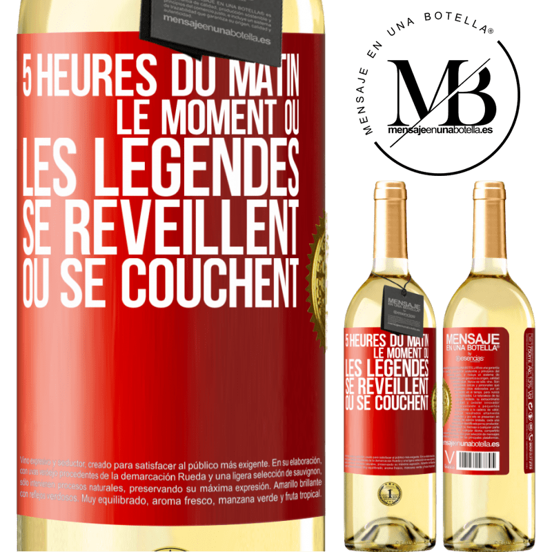 29,95 € Envoi gratuit | Vin blanc Édition WHITE 5 heures du matin. Le moment où les légendes se réveillent ou se couchent Étiquette Rouge. Étiquette personnalisable Vin jeune Récolte 2024 Verdejo