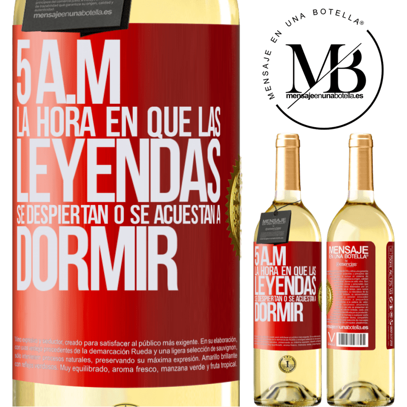 29,95 € Envío gratis | Vino Blanco Edición WHITE 5 A.M. La hora en que las leyendas se despiertan o se acuestan a dormir Etiqueta Roja. Etiqueta personalizable Vino joven Cosecha 2024 Verdejo