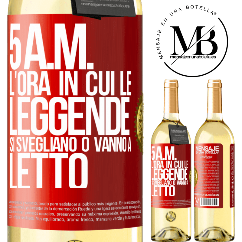 29,95 € Spedizione Gratuita | Vino bianco Edizione WHITE 5 A.M. L'ora in cui le leggende si svegliano o vanno a letto Etichetta Rossa. Etichetta personalizzabile Vino giovane Raccogliere 2024 Verdejo