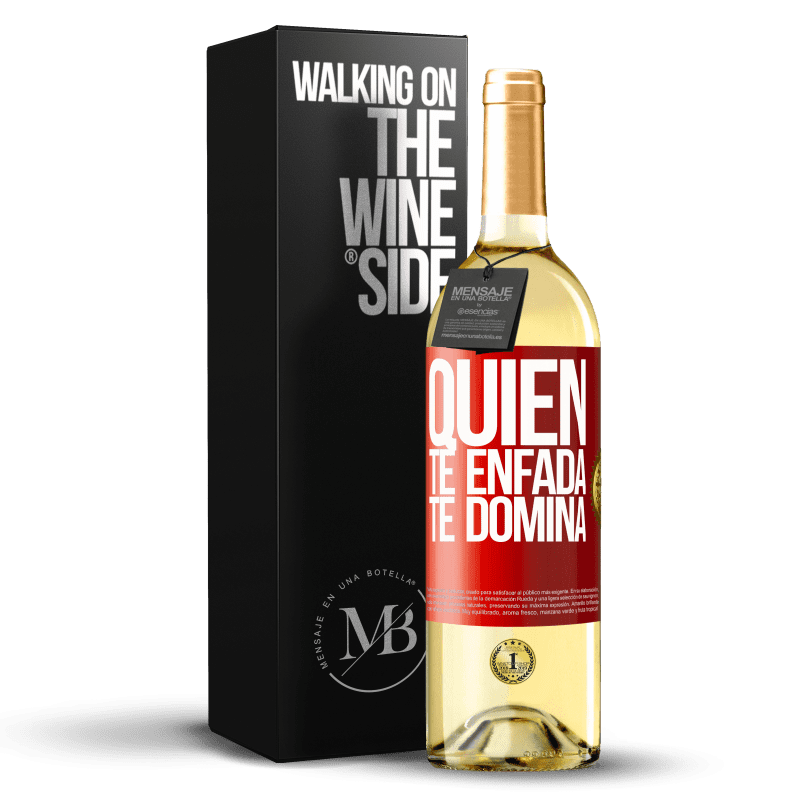 29,95 € Envío gratis | Vino Blanco Edición WHITE Quien te enfada, te domina Etiqueta Roja. Etiqueta personalizable Vino joven Cosecha 2024 Verdejo