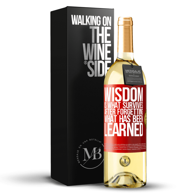 29,95 € Free Shipping | White Wine WHITE Edition Wisdom is what survives after forgetting what has been learned Red Label. Customizable label Young wine Harvest 2024 Verdejo