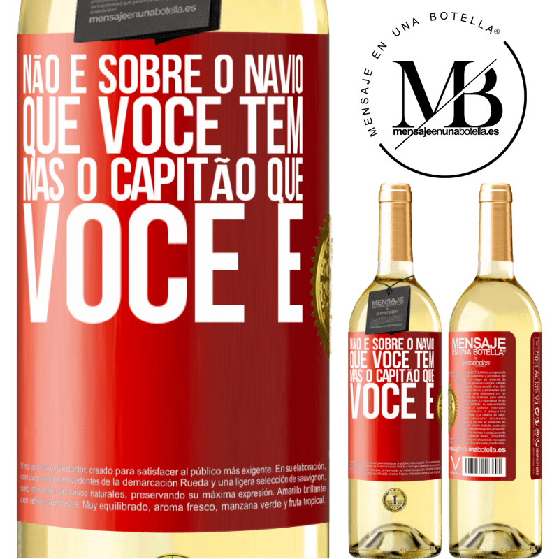 29,95 € Envio grátis | Vinho branco Edição WHITE Não é sobre o navio que você tem, mas o capitão que você é Etiqueta Vermelha. Etiqueta personalizável Vinho jovem Colheita 2025 Verdejo