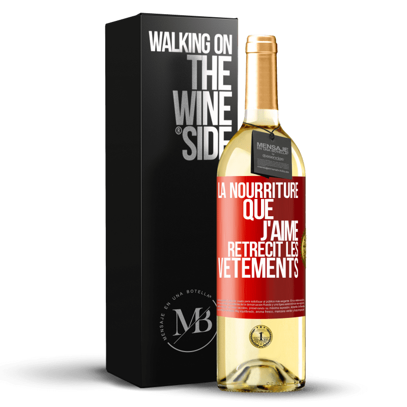 29,95 € Envoi gratuit | Vin blanc Édition WHITE La nourriture que j'aime rétrécit les vêtements Étiquette Rouge. Étiquette personnalisable Vin jeune Récolte 2024 Verdejo