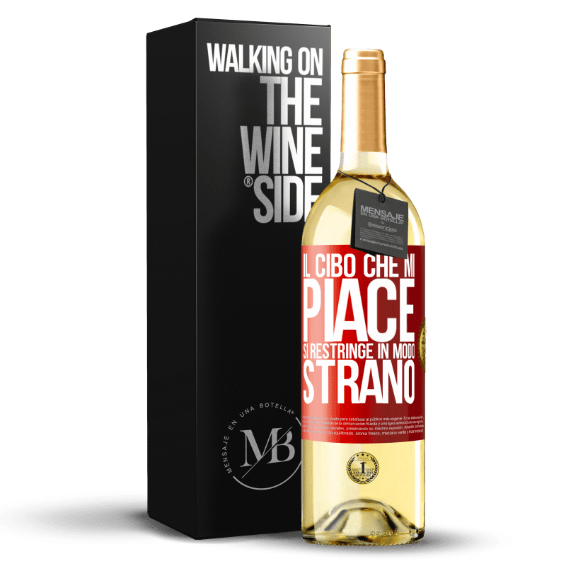 29,95 € Spedizione Gratuita | Vino bianco Edizione WHITE Il cibo che mi piace si restringe in modo strano Etichetta Rossa. Etichetta personalizzabile Vino giovane Raccogliere 2024 Verdejo