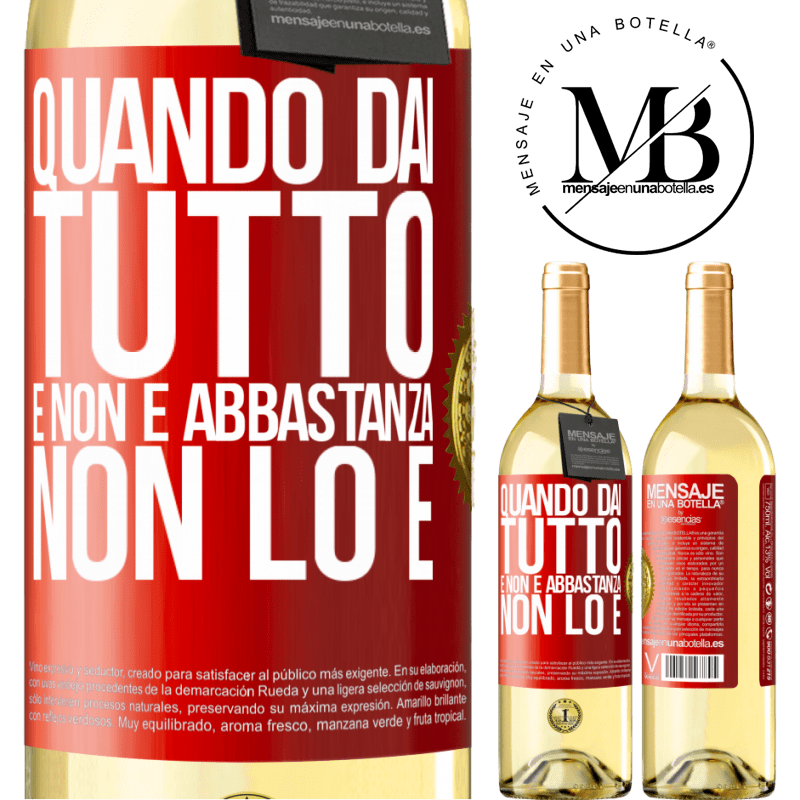 29,95 € Spedizione Gratuita | Vino bianco Edizione WHITE Quando dai tutto e non è abbastanza, non lo è Etichetta Rossa. Etichetta personalizzabile Vino giovane Raccogliere 2023 Verdejo