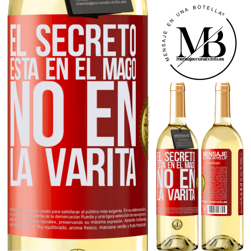 29,95 € Envío gratis | Vino Blanco Edición WHITE El secreto está en el mago, no en la varita Etiqueta Roja. Etiqueta personalizable Vino joven Cosecha 2024 Verdejo