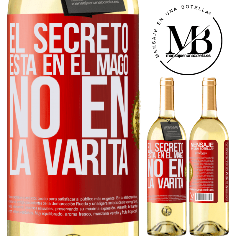 29,95 € Envío gratis | Vino Blanco Edición WHITE El secreto está en el mago, no en la varita Etiqueta Roja. Etiqueta personalizable Vino joven Cosecha 2025 Verdejo