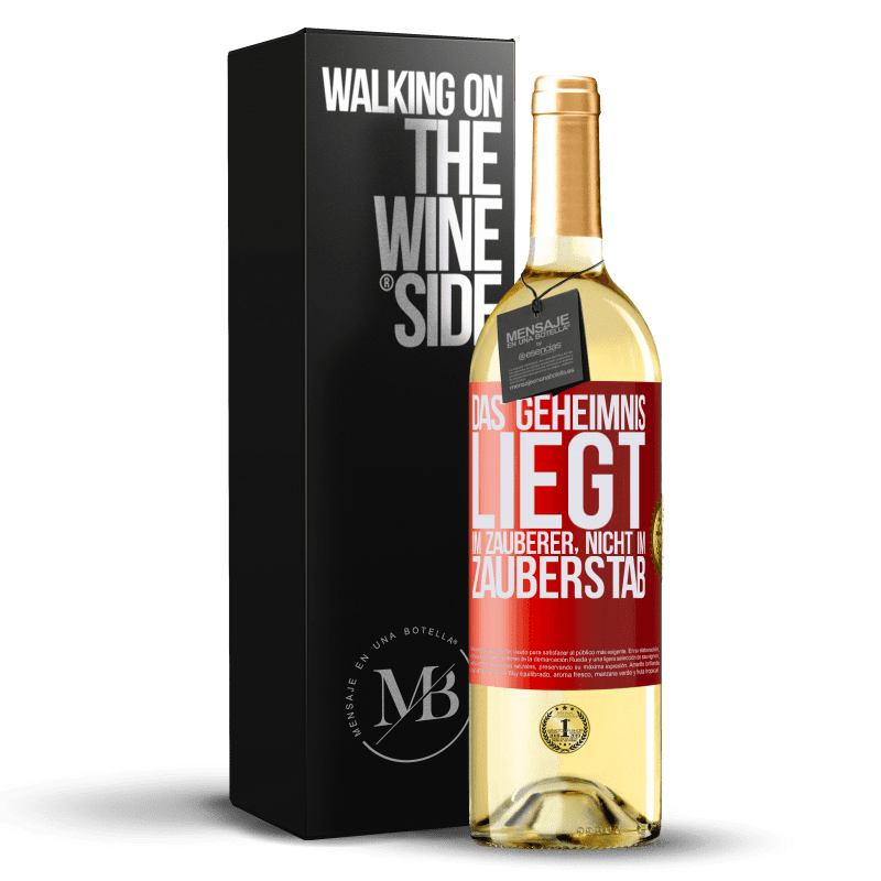 29,95 € Kostenloser Versand | Weißwein WHITE Ausgabe Das Geheimnis liegt im Zauberer, nicht im Zauberstab Rote Markierung. Anpassbares Etikett Junger Wein Ernte 2023 Verdejo