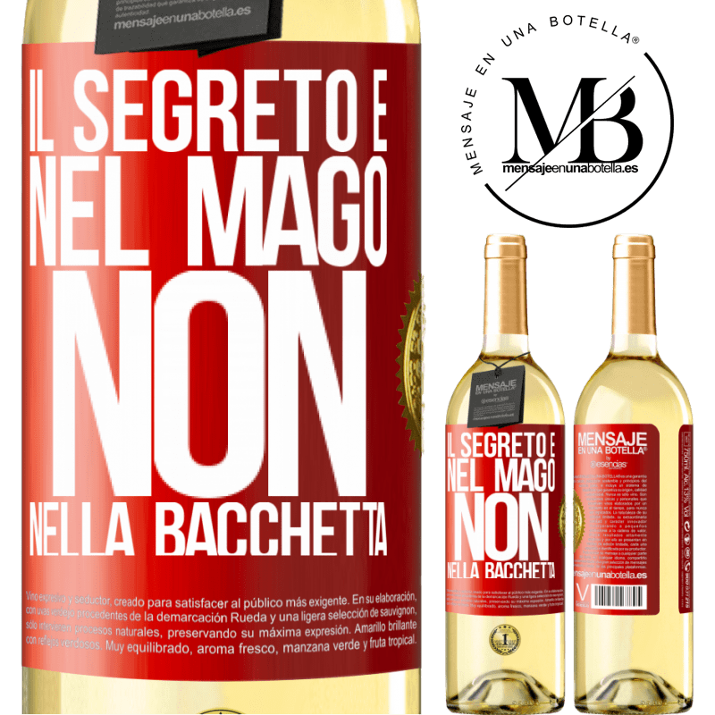 29,95 € Spedizione Gratuita | Vino bianco Edizione WHITE Il segreto è nel mago, non nella bacchetta Etichetta Rossa. Etichetta personalizzabile Vino giovane Raccogliere 2025 Verdejo