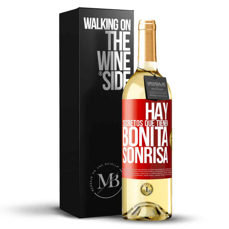 29,95 € Envío gratis | Vino Blanco Edición WHITE Hay secretos que tienen bonita sonrisa Etiqueta Roja. Etiqueta personalizable Vino joven Cosecha 2025 Verdejo